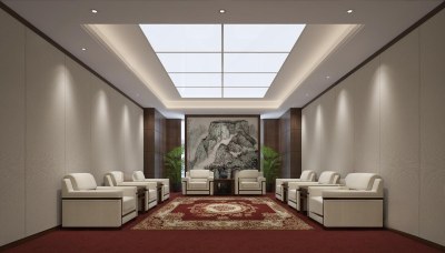 中式会议室厅3D模型下载